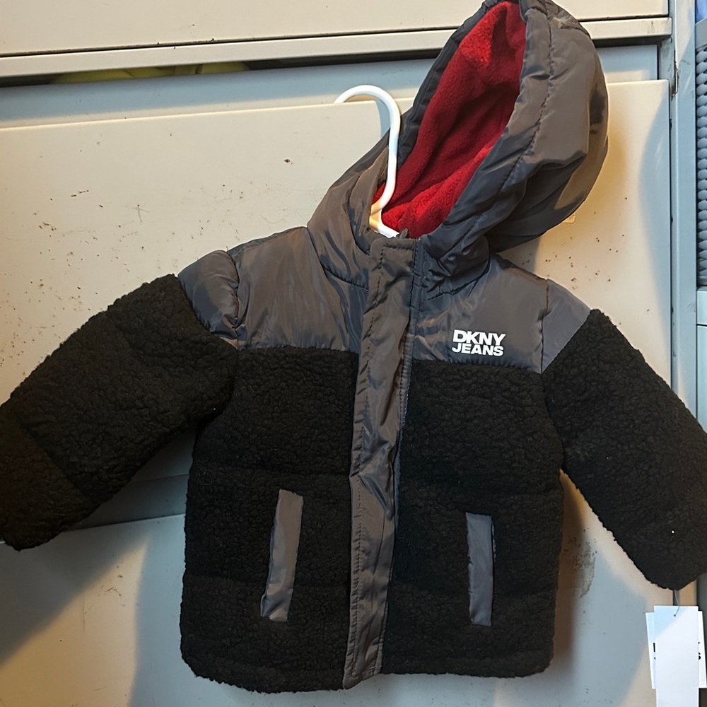 DKNY Kids Puffer Jacket with Black and Gray